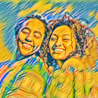 Cheerful Girls in Yellow Dresses Amid Sunflowers