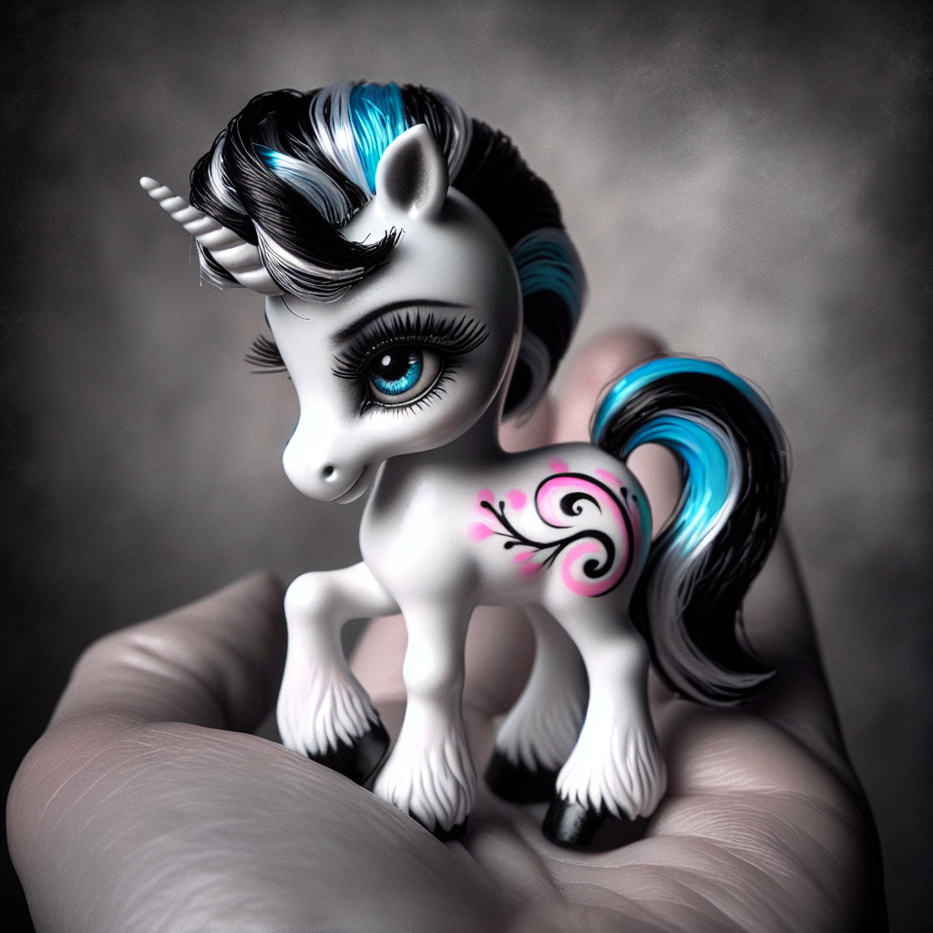 Charming Unicorn Figurine with Blue and Black Hair