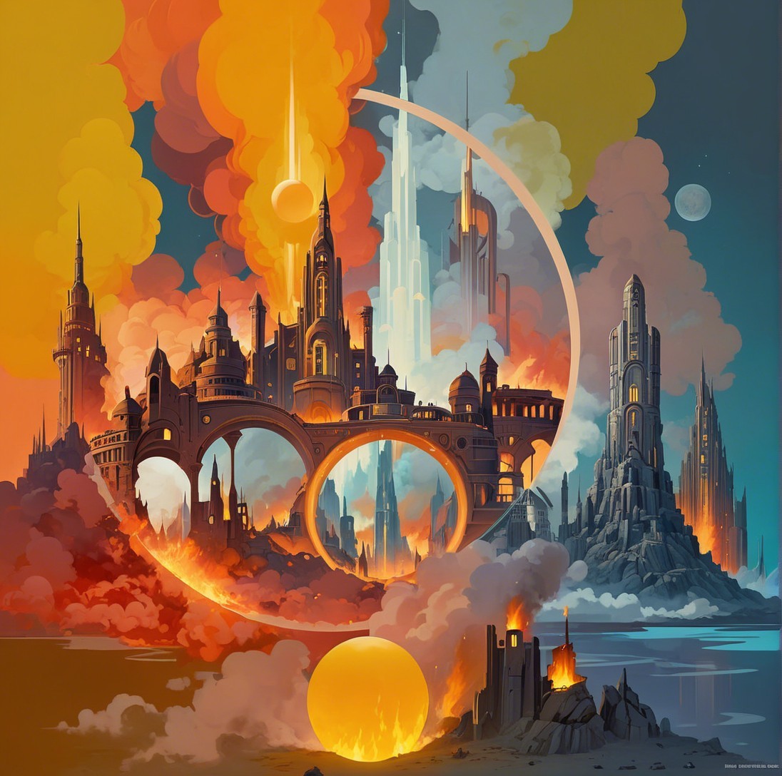 Fantastical Landscape with Otherworldly Architecture