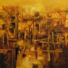 Steampunk Cityscape with Gears and Ruins