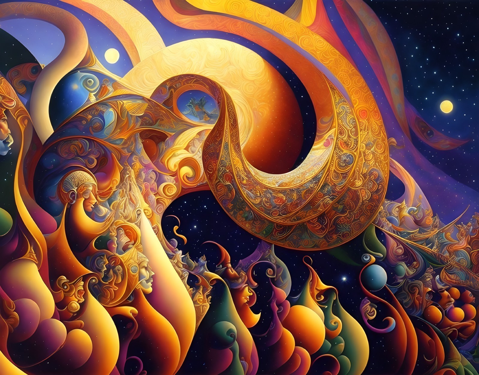 Vibrant Abstract Landscape with Swirling Patterns