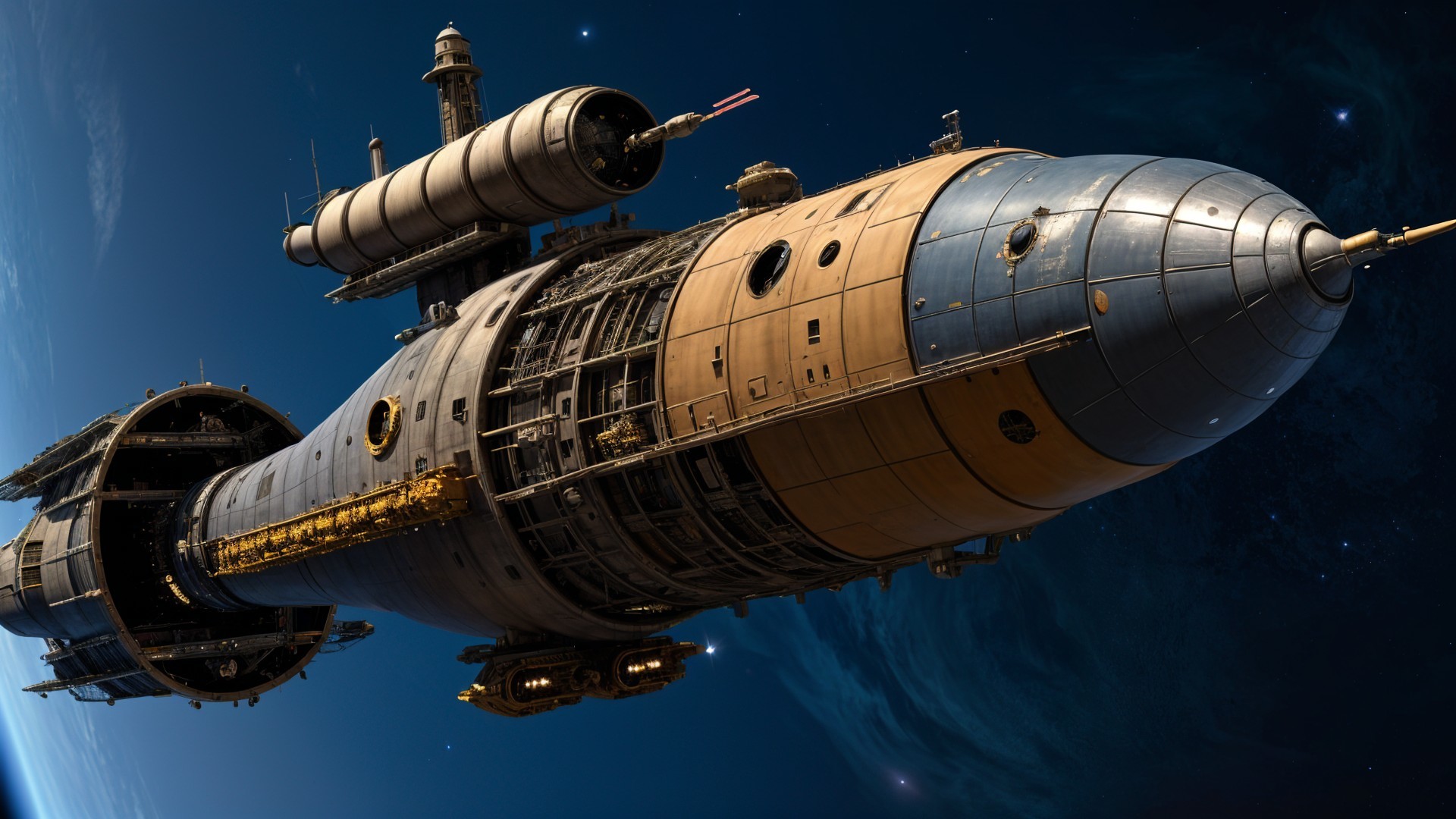 Futuristic spacecraft design in deep space environment