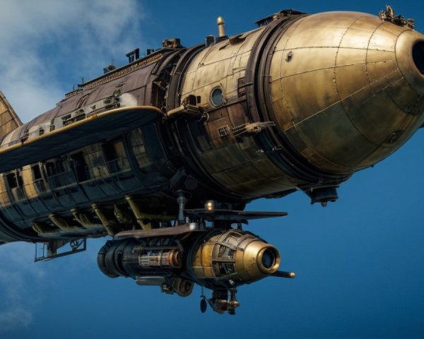 Steampunk Airship with Brass and Copper Design
