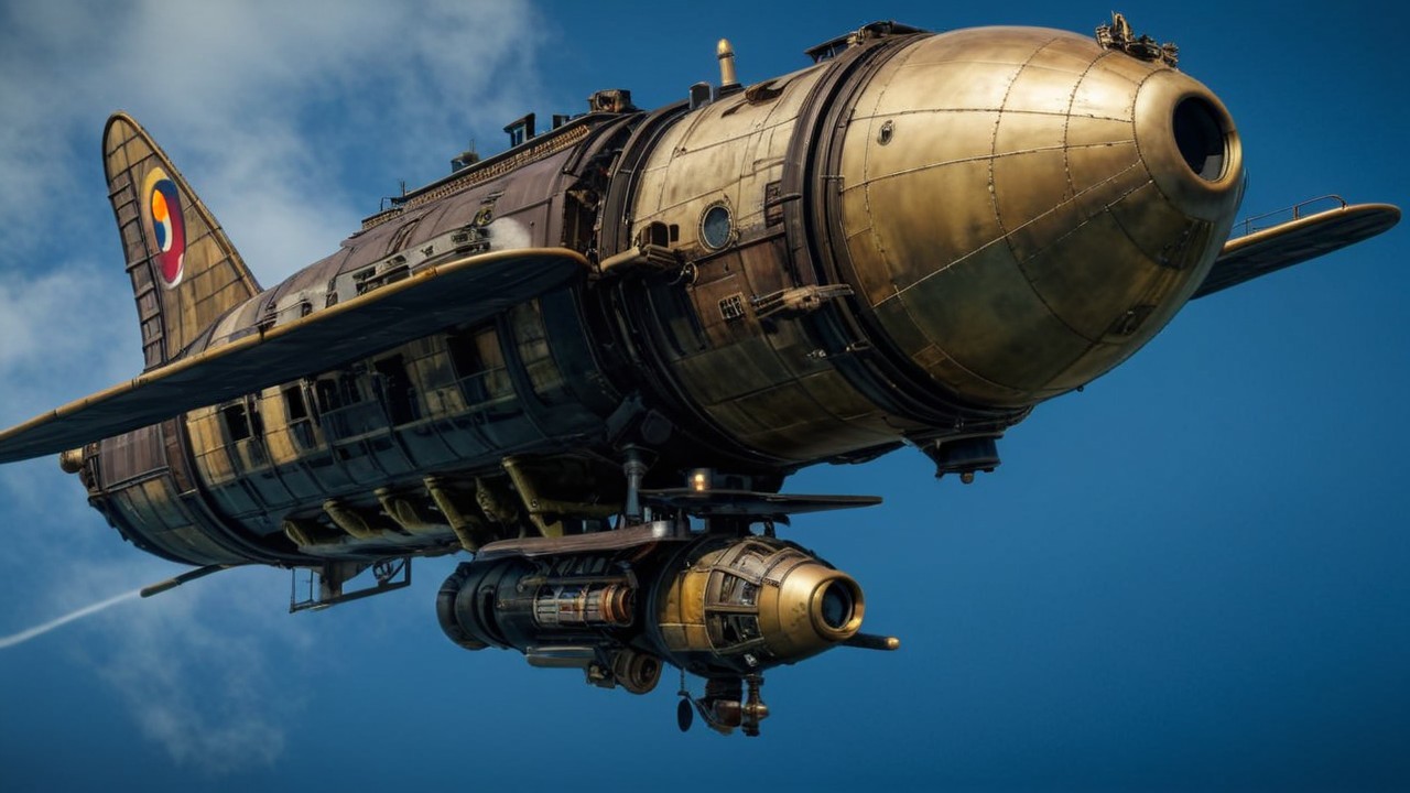Steampunk Airship with Brass and Copper Design