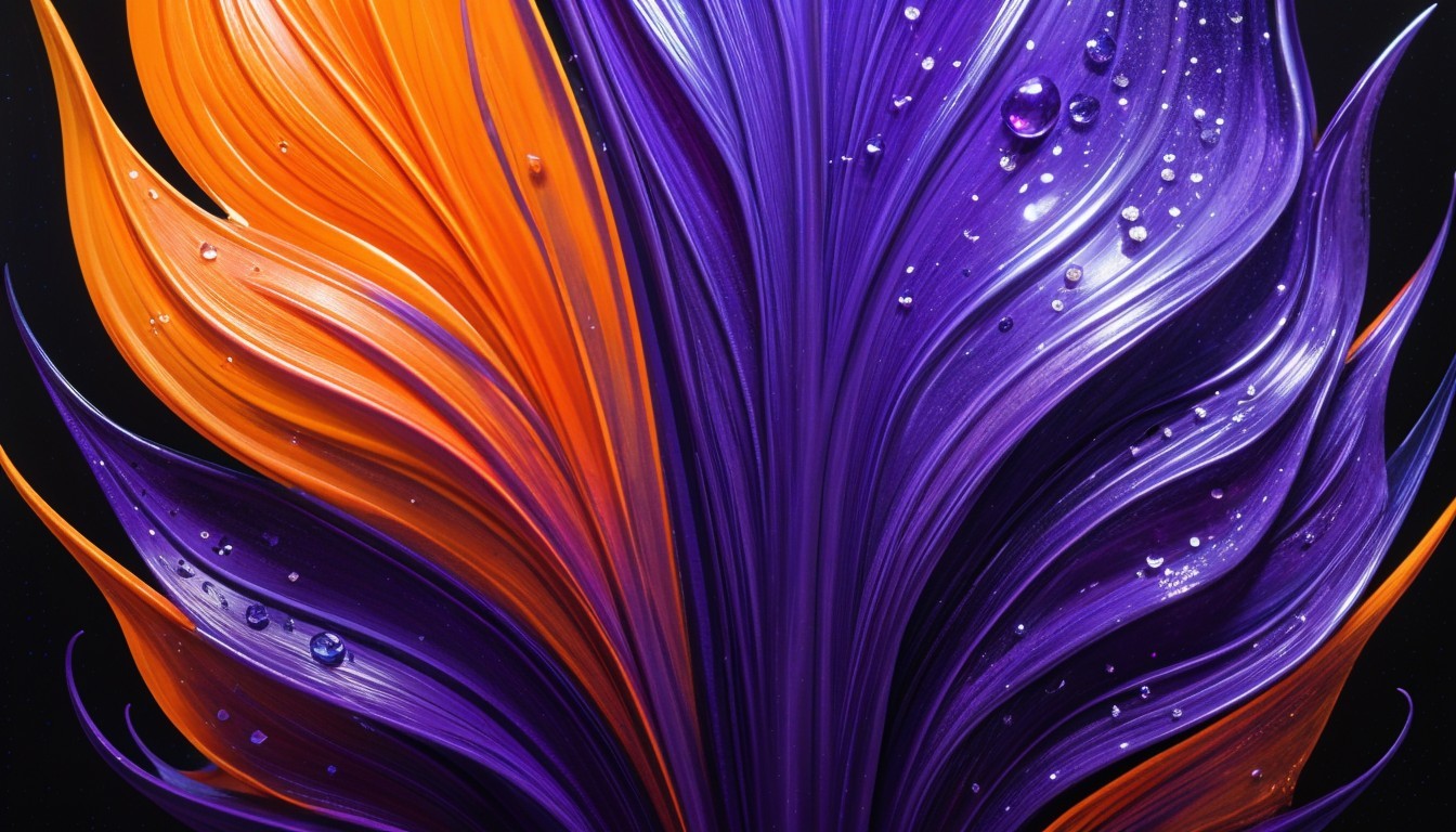 Vibrant Composition of Orange and Purple Swirls
