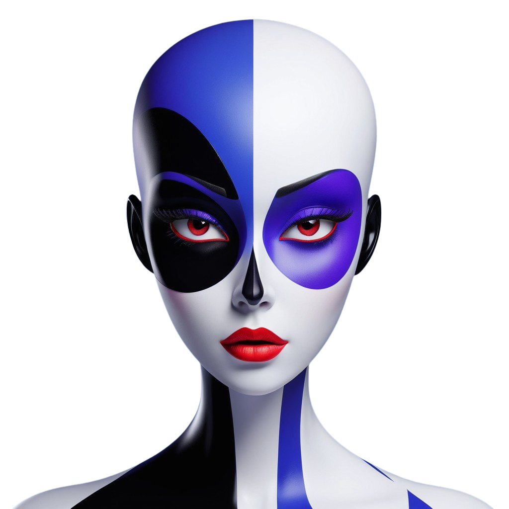 Stylized Mannequin Head with Split Color Design