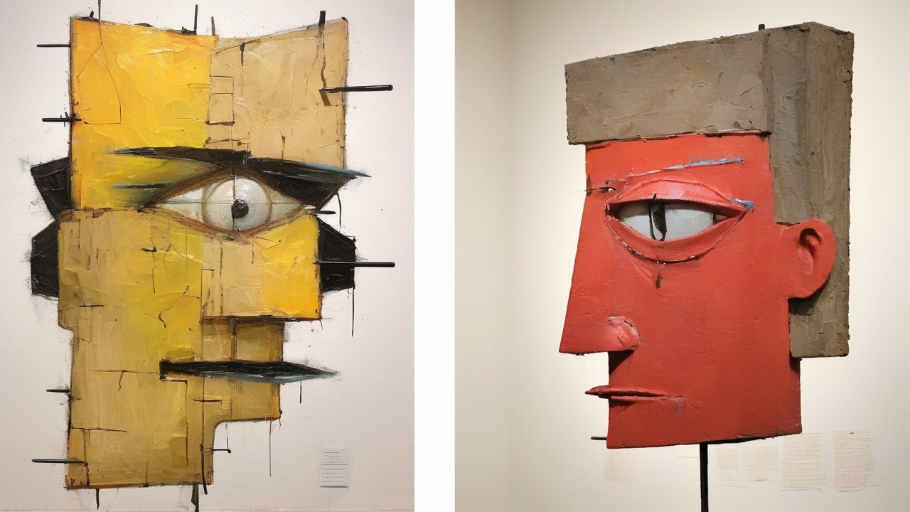 Abstract Sculptures with Bold Colors and Geometric Shapes