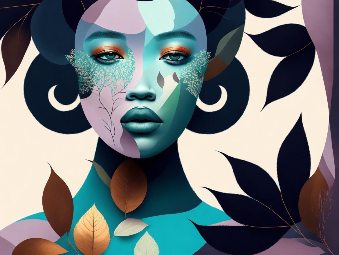 Abstract Portrait of a Woman in Geometric Shapes