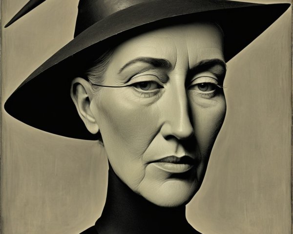Monochromatic Portrait of a Woman in a Witch's Hat