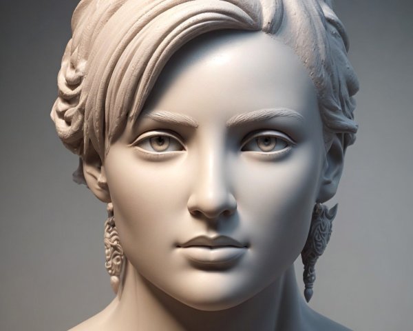 Sculpted Bust of a Woman with Striking Features