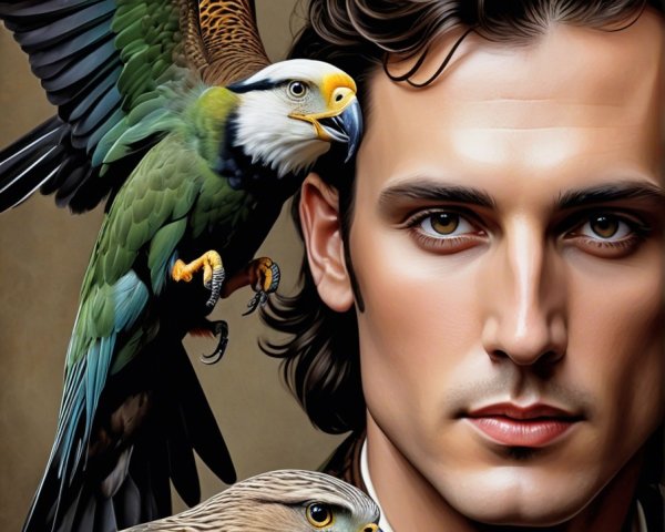 Portrait of a Young Man with Birds of Prey