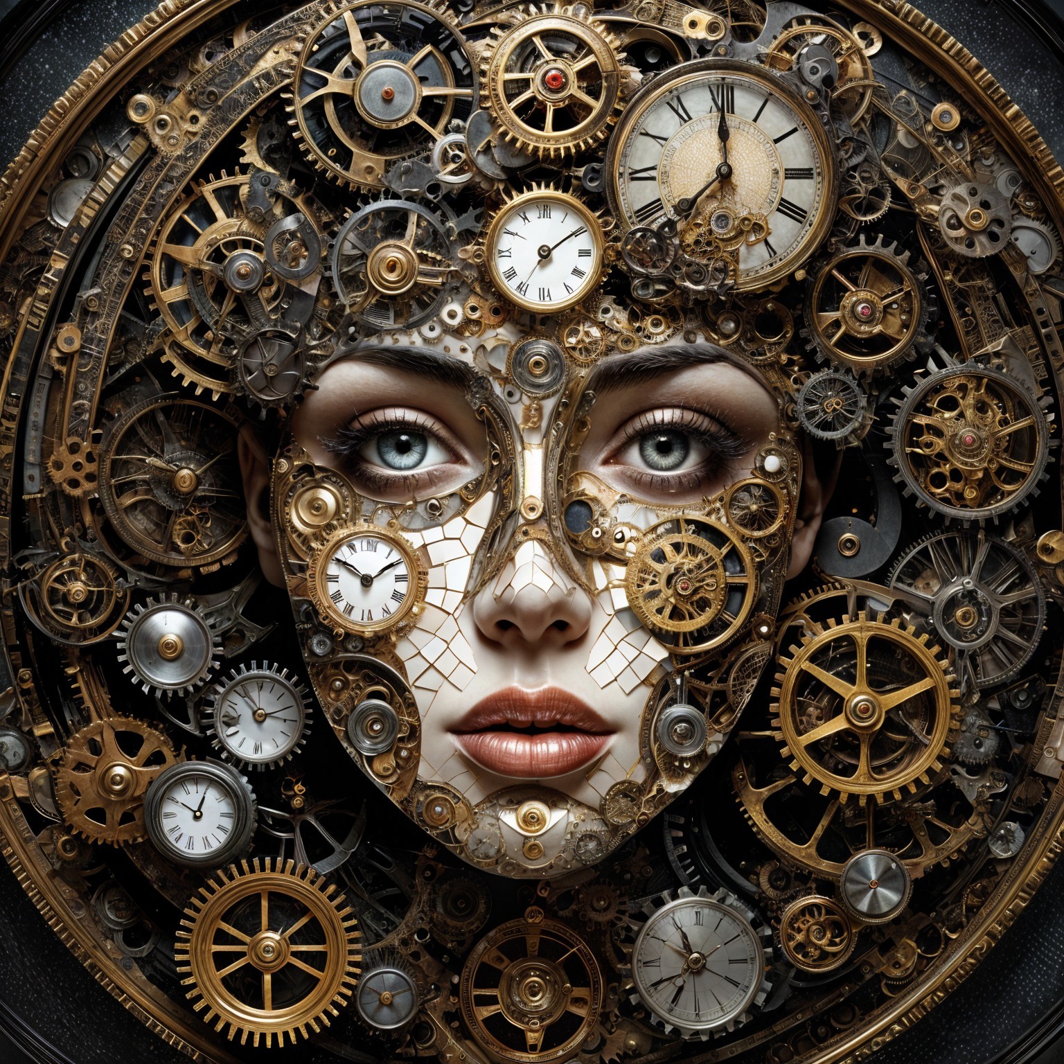 Steampunk Portrait of a Woman with Clockwork Elements