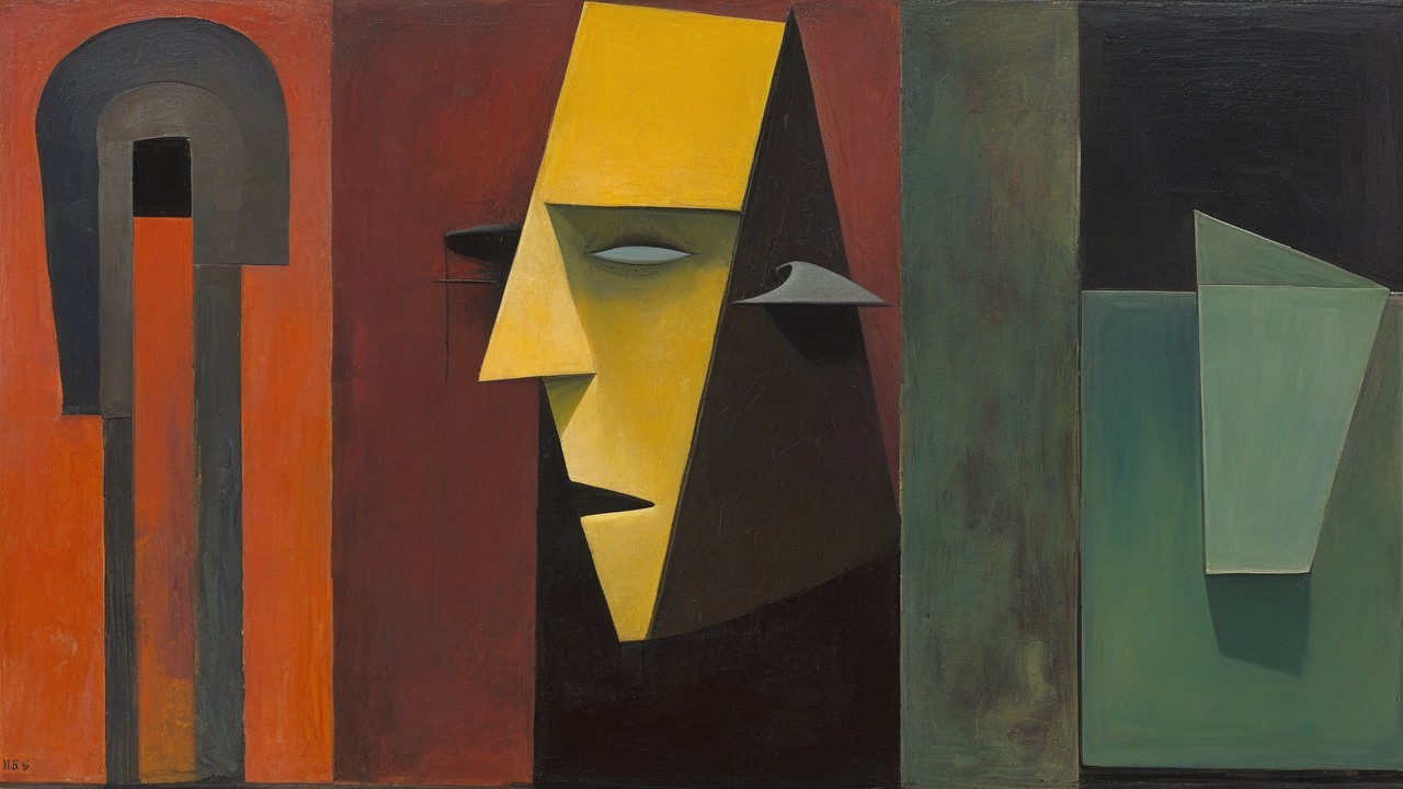 Stylized Portrait with Geometric Shapes and Colors