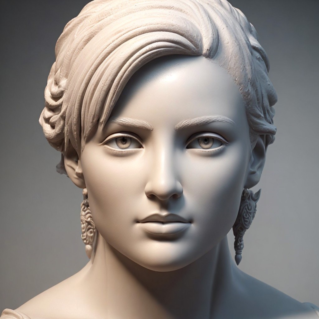 Sculpted Bust of a Woman with Striking Features
