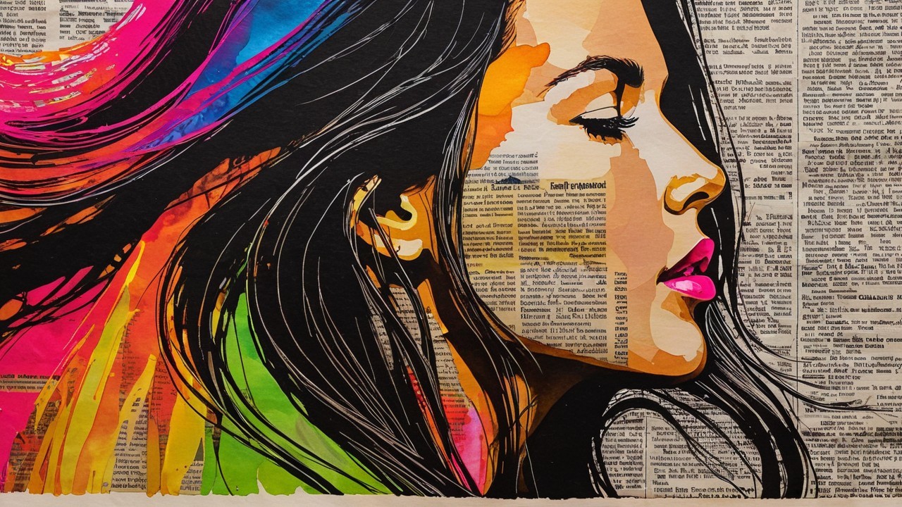 Vibrant Portrait of a Woman with Colorful Hair