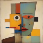 Stylized Abstract Face with Geometric Shapes and Colors