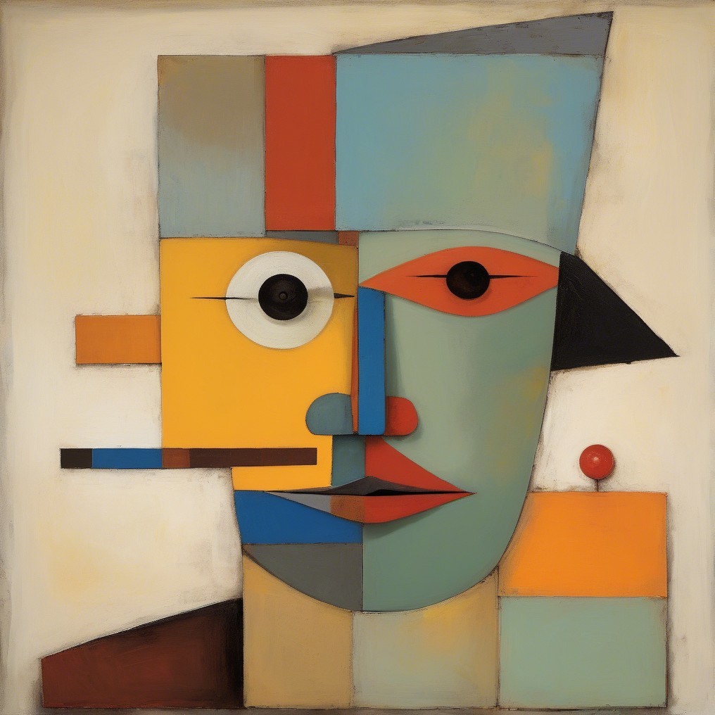 Stylized Abstract Face with Geometric Shapes and Colors