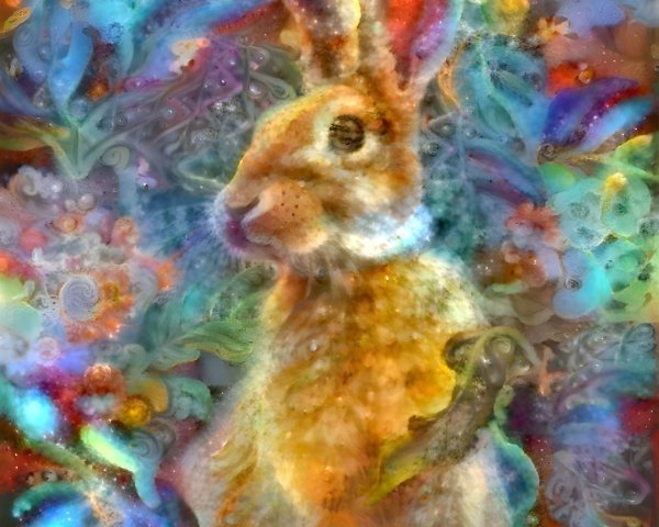 Colorful Rabbit in Abstract Floral Background