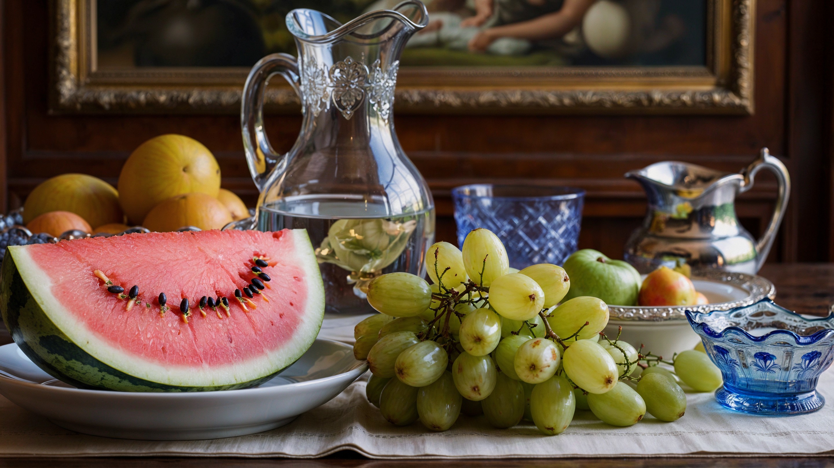 Vibrant Still-Life with Watermelon and Assorted Fruits