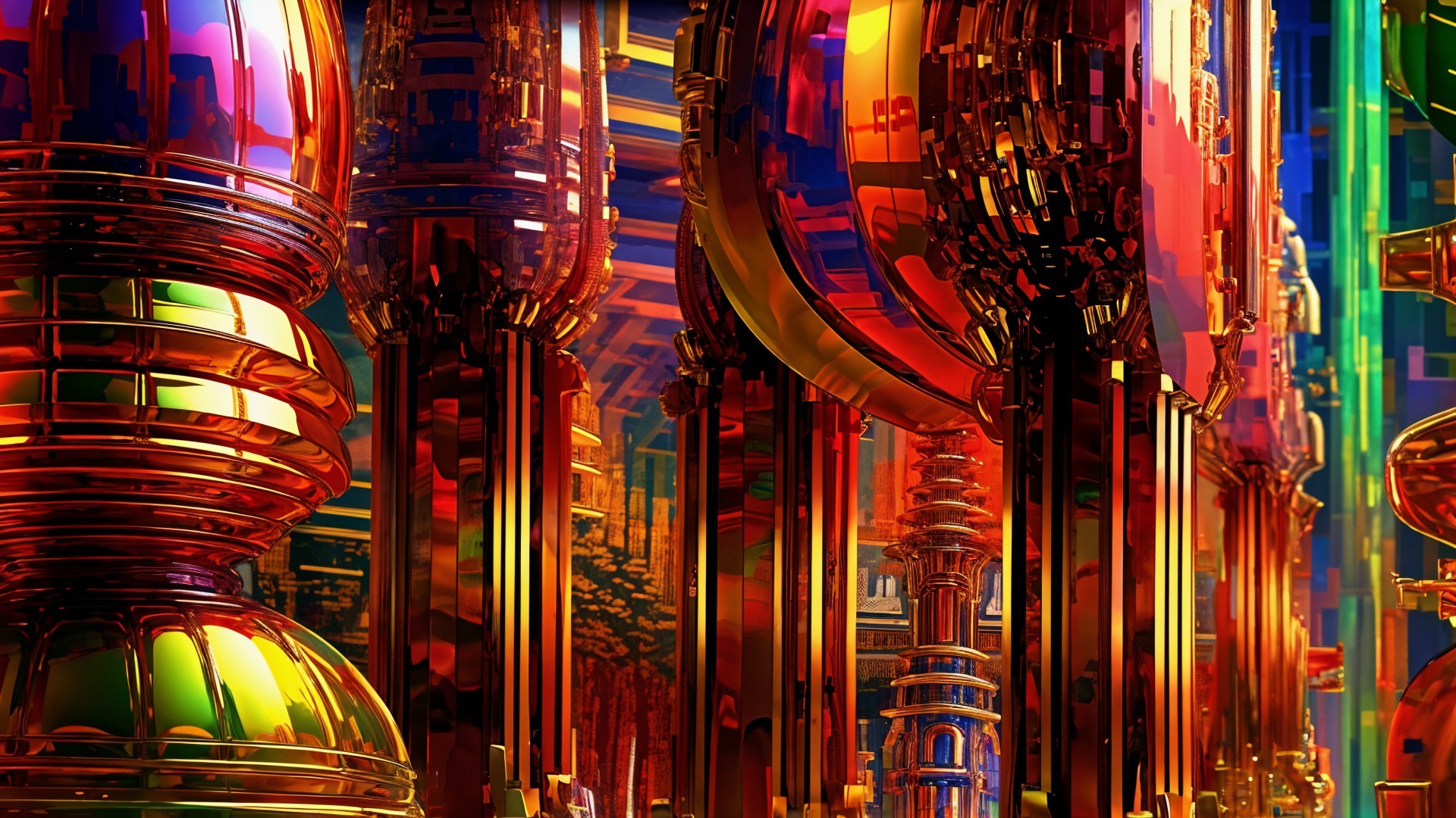 Intricate Abstract Design with Vibrant Metallic Colors