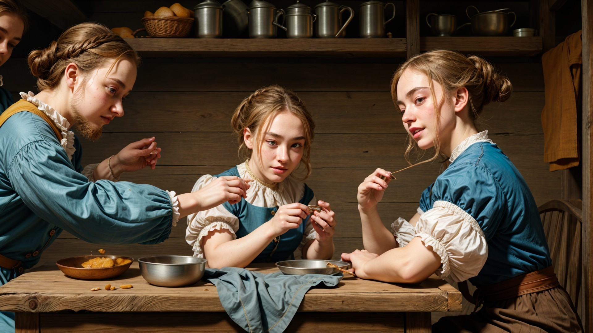 Young women working together in a cozy kitchen setting