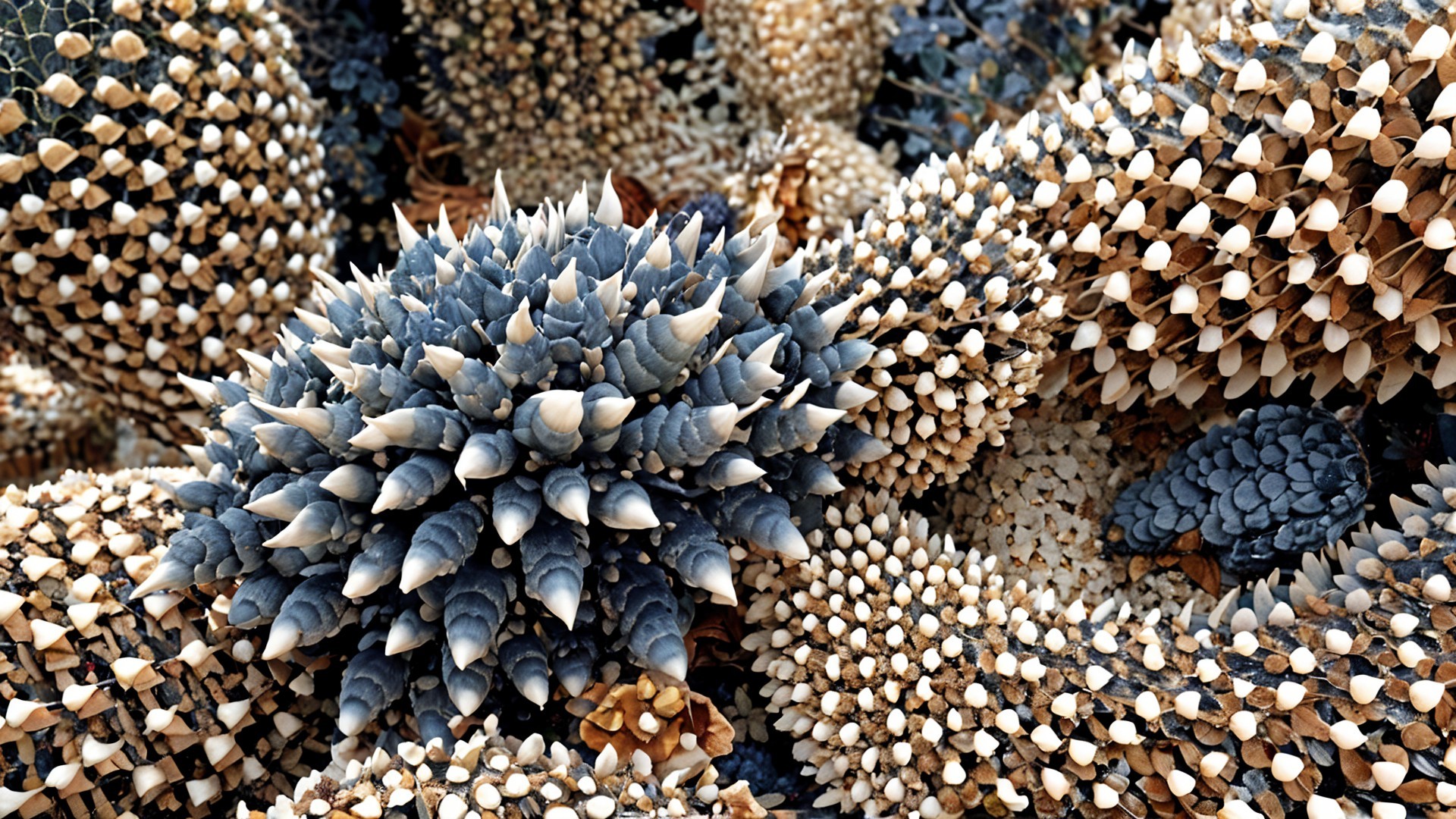 Textured Spiky Plants in Muted Colors and Shapes