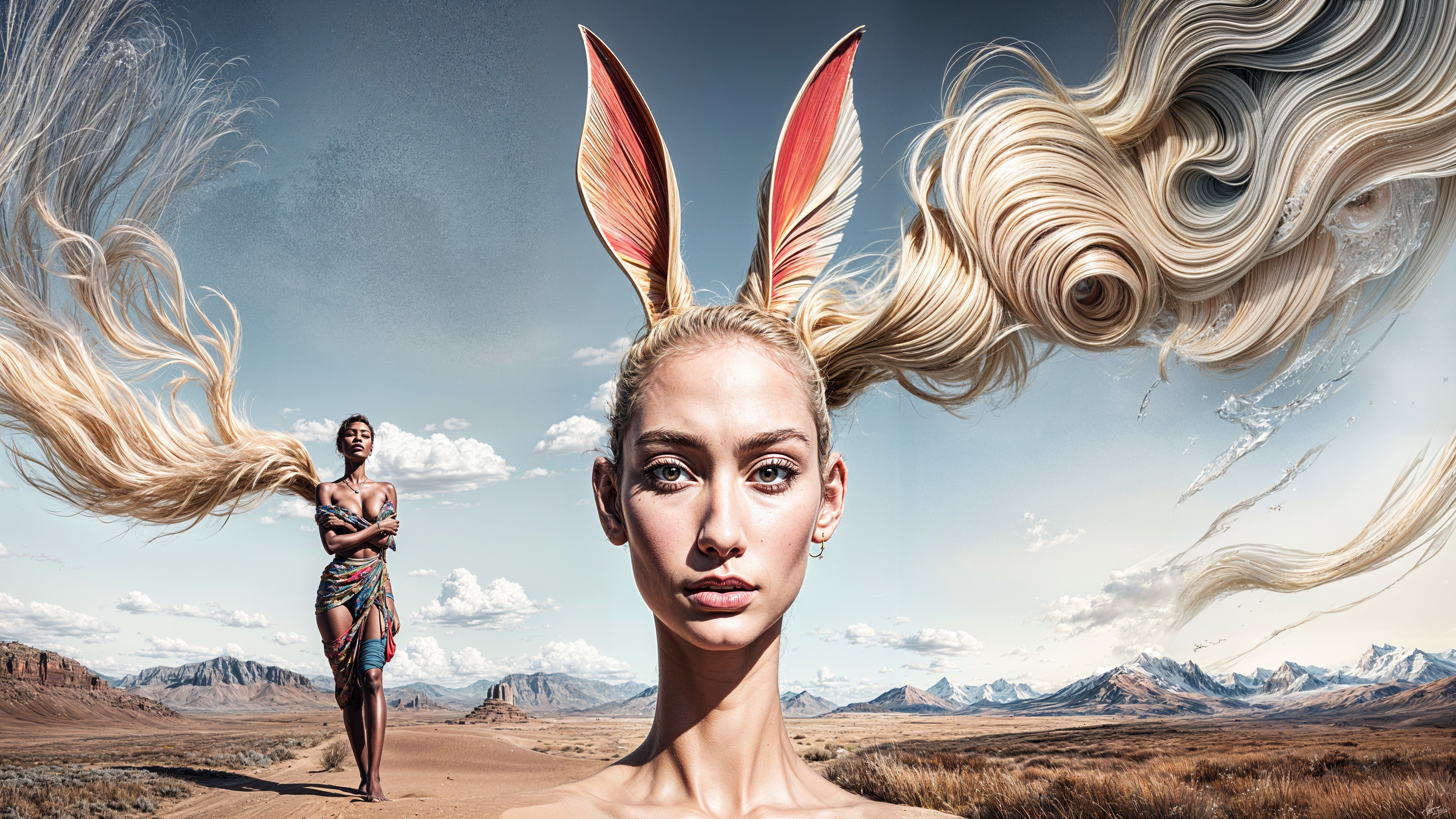 Figures in a Desert Landscape with Dramatic Sky