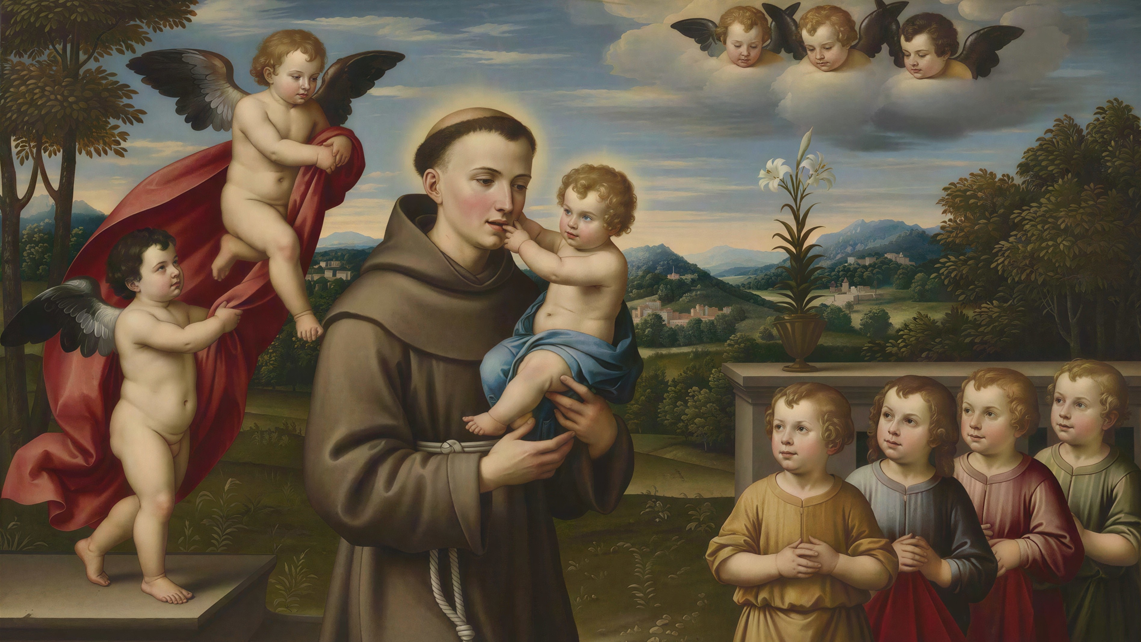 Saint Anthony of Padua with Christ Child and Cherubs