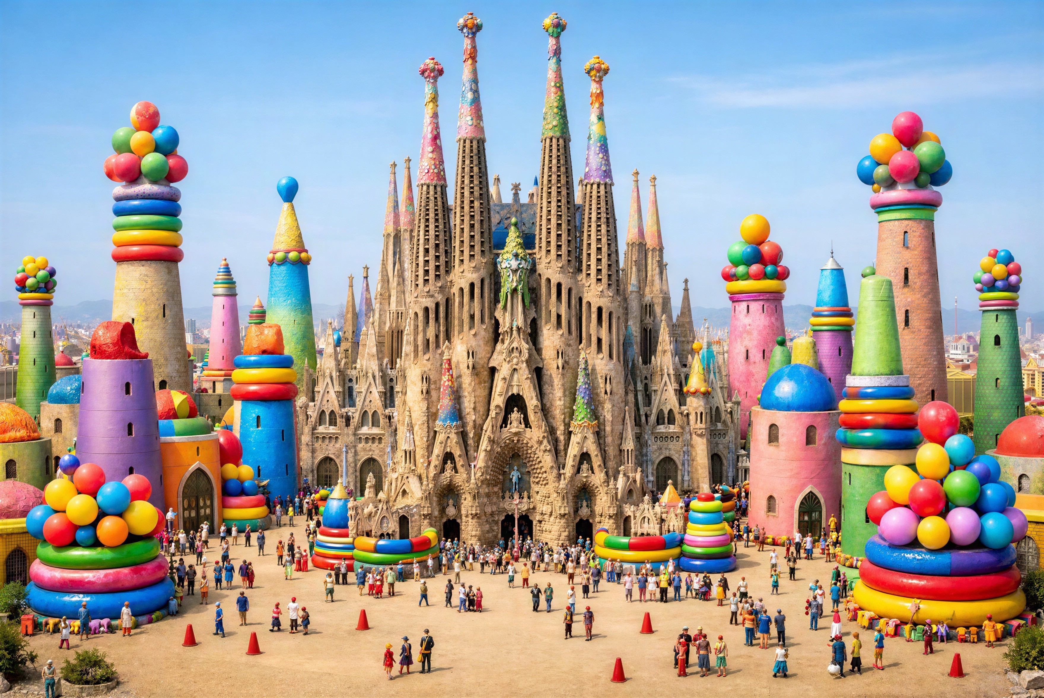 Aerial View of a Whimsical Gothic Cityscape