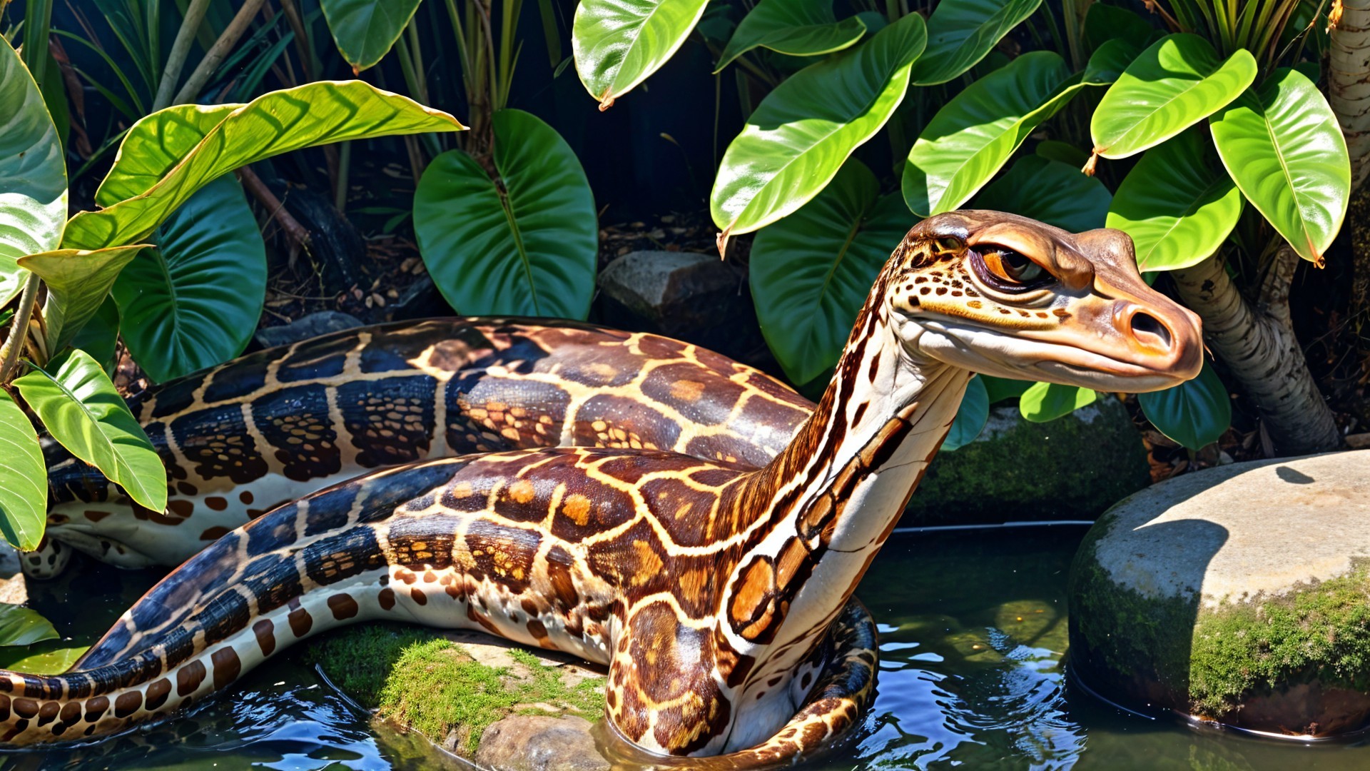 Vibrant Brown and Gold Snake in Natural Habitat