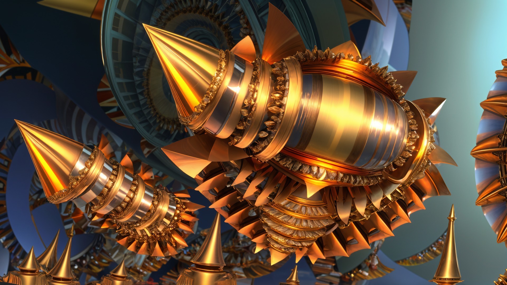 Three-Dimensional Structure with Spiraling Forms and Spikes
