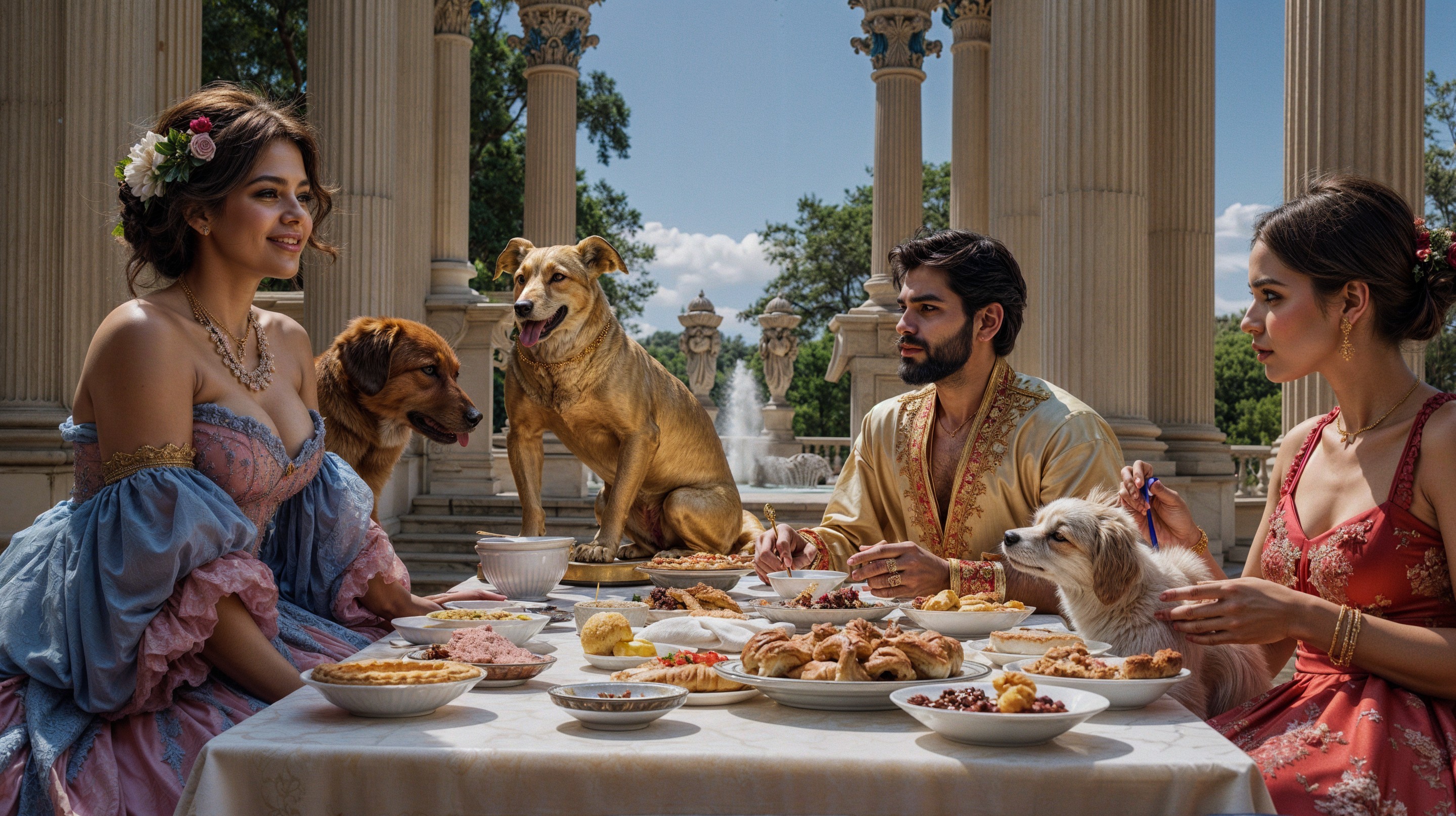 Lavish Tea Party in Opulent Garden Setting
