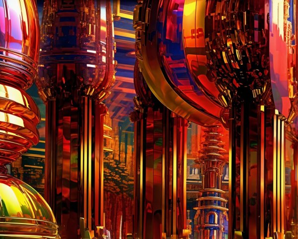 Intricate Abstract Design with Vibrant Metallic Colors