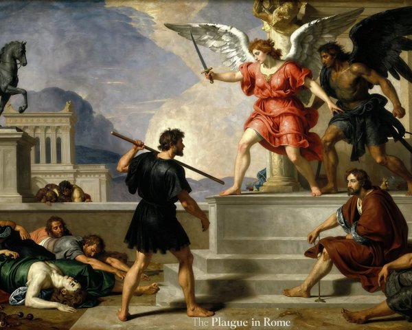 Dark Romantic Era Scene of Angel and Plague Victims