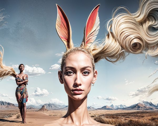 Figures in a Desert Landscape with Dramatic Sky