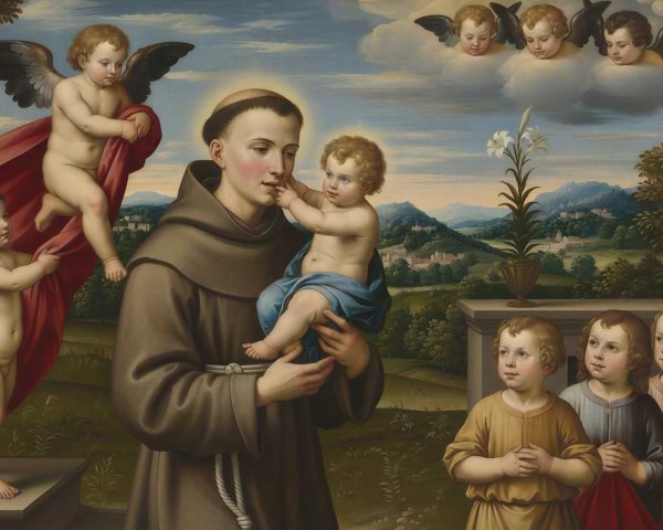 Saint Anthony of Padua with Christ Child and Cherubs
