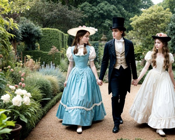 Elegant Vintage Scene in a Picturesque Garden