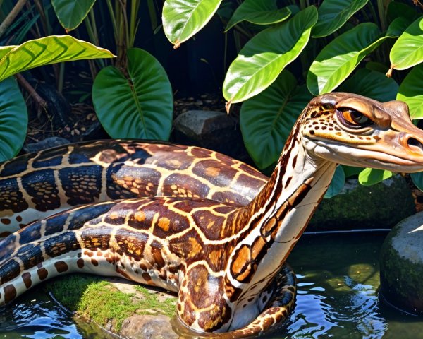 Vibrant Brown and Gold Snake in Natural Habitat