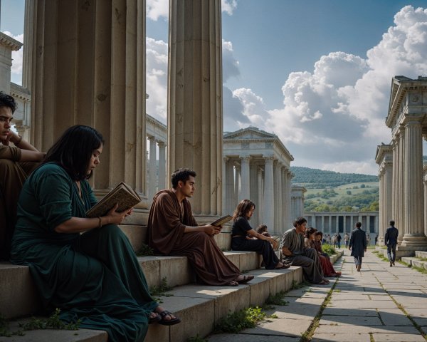 Classical Scene of Learning and Reflection in Nature