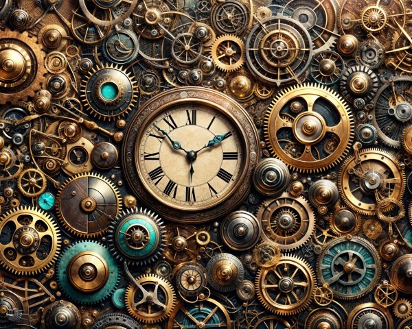 Intricate Steampunk Tapestry of Gears and Clockwork