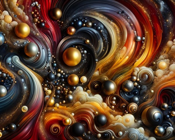 Vibrant Abstract Composition with Cosmic Elements