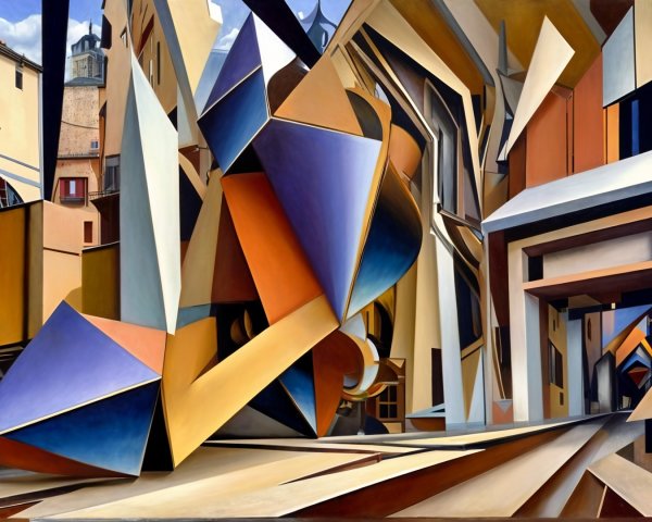 Abstract Artwork with Geometric Shapes and Colors