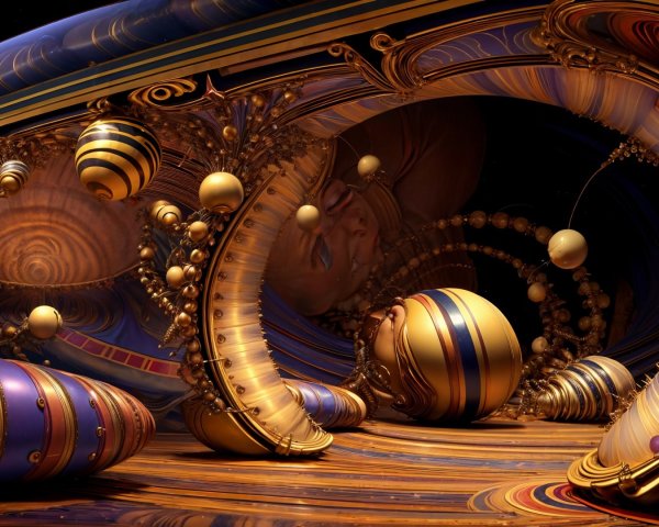 Surreal Abstract Landscape with Swirling Structures