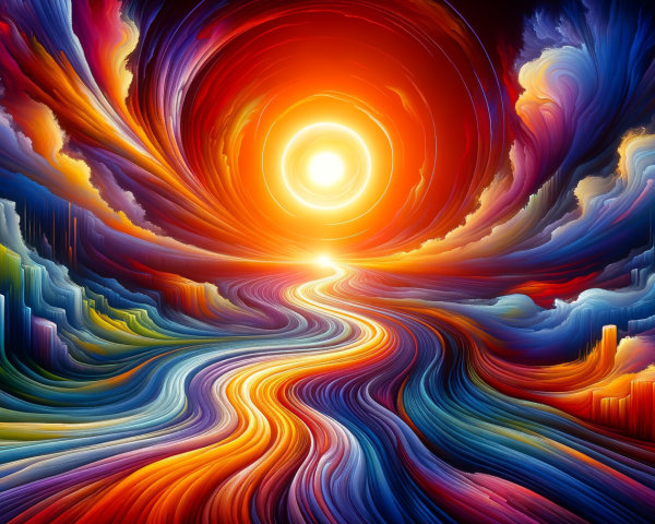 Vibrant Abstract Landscape with Swirling Patterns
