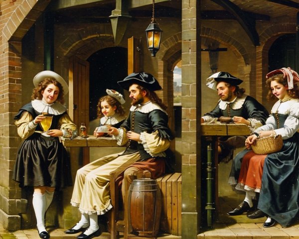 Elegant Historical Gathering at a Rustic Table