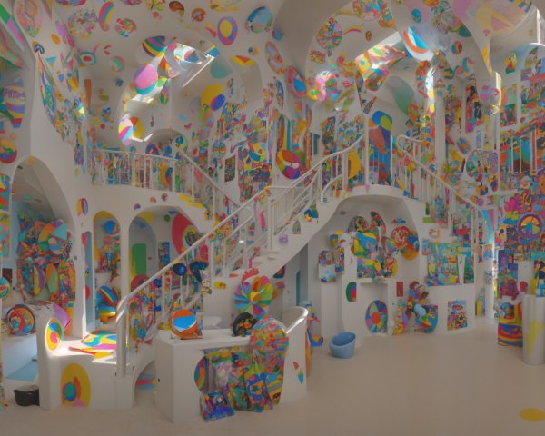 Vibrant Avant-Garde Interior with Colorful Murals