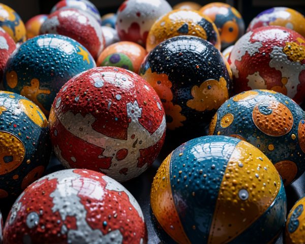 Hand-Painted Textured Spheres in Bold Colors