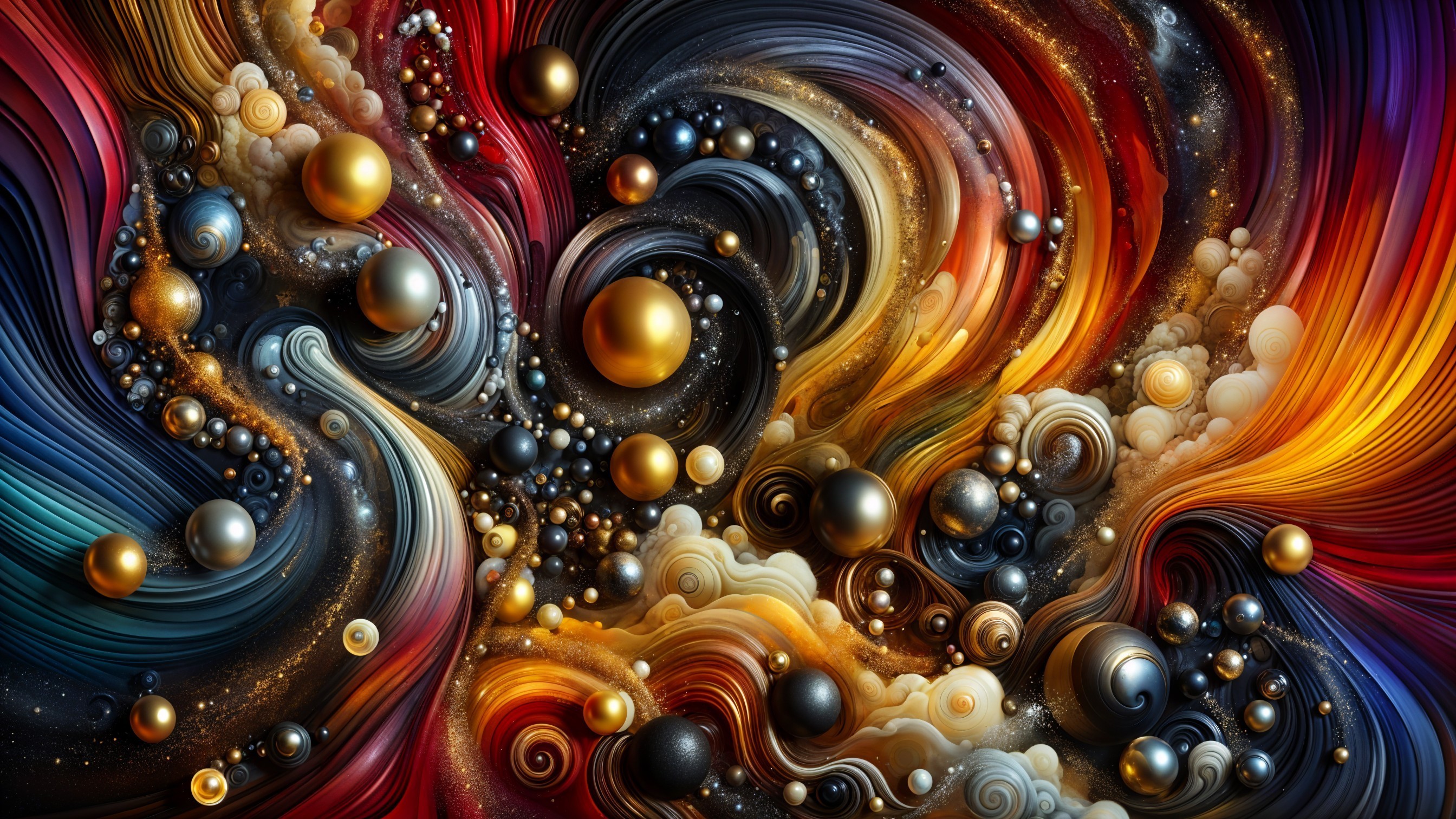 Vibrant Abstract Composition with Cosmic Elements