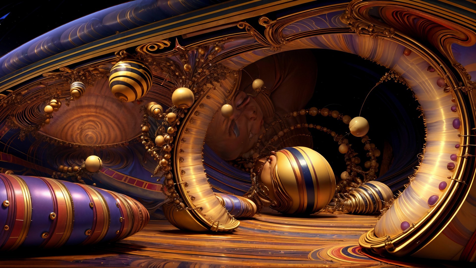 Surreal Abstract Landscape with Swirling Structures