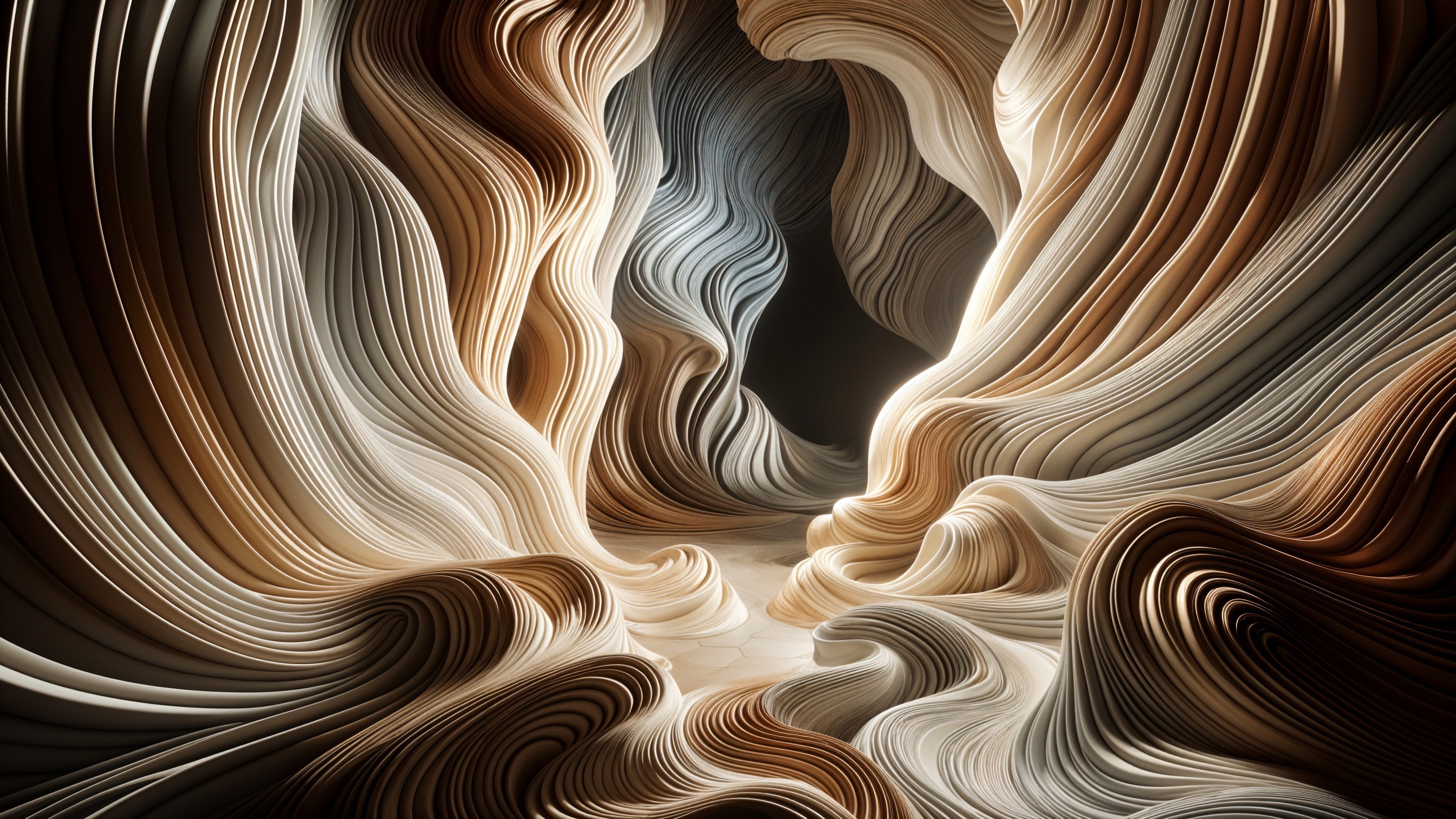 Mesmerizing cavern with fluid patterns and soft light